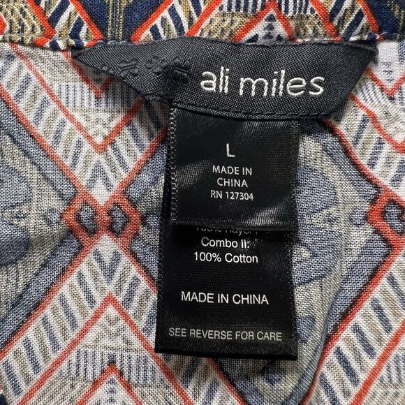 Ali Miles Shirt Size L Multicolor Floral Paisley Studded Boho Top Peasant Blouse - Picture 13 of 15